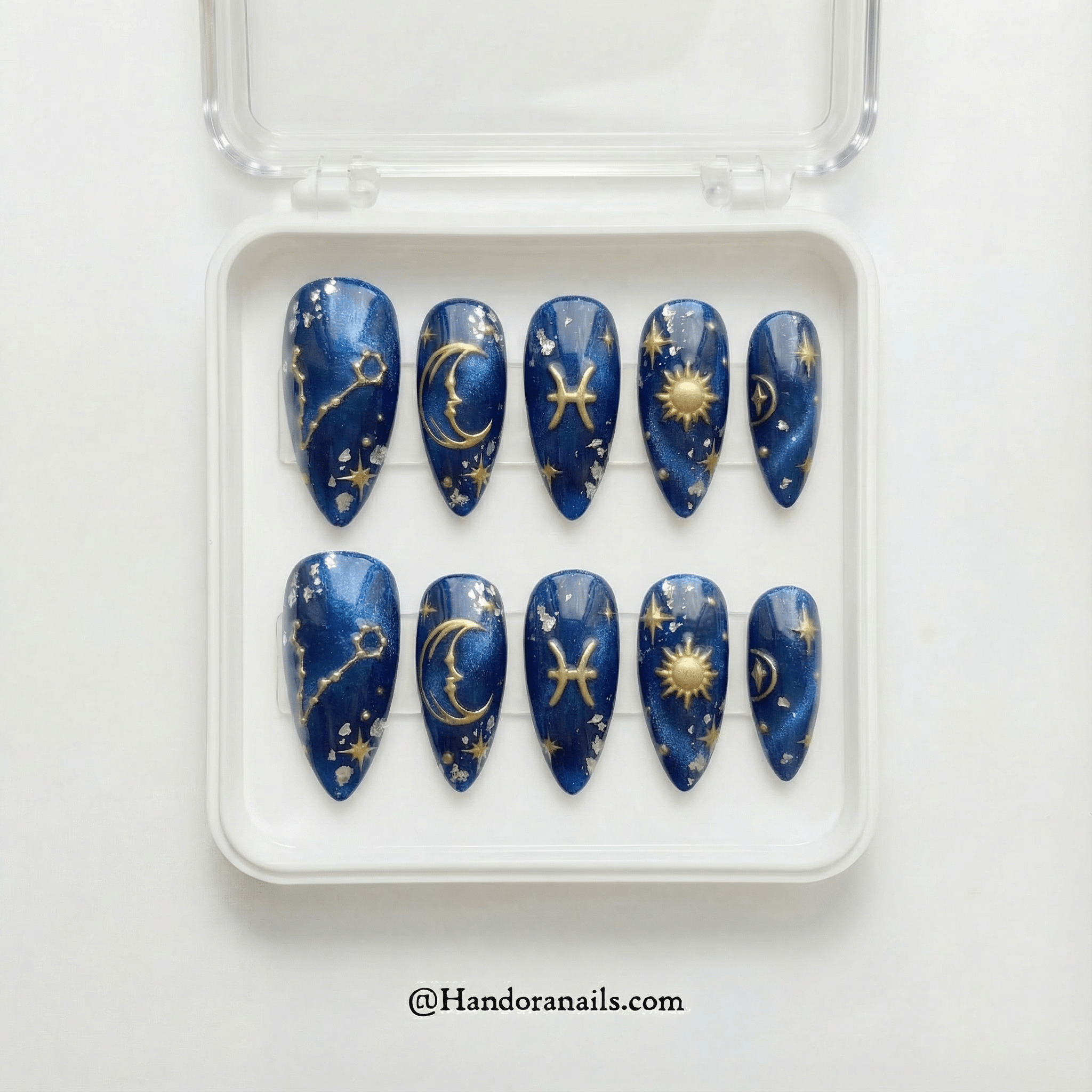 Pisces Galaxy 3d nail design – handmade press-on nails by Handora