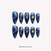Pisces Galaxy 3d press-on nails by Handora