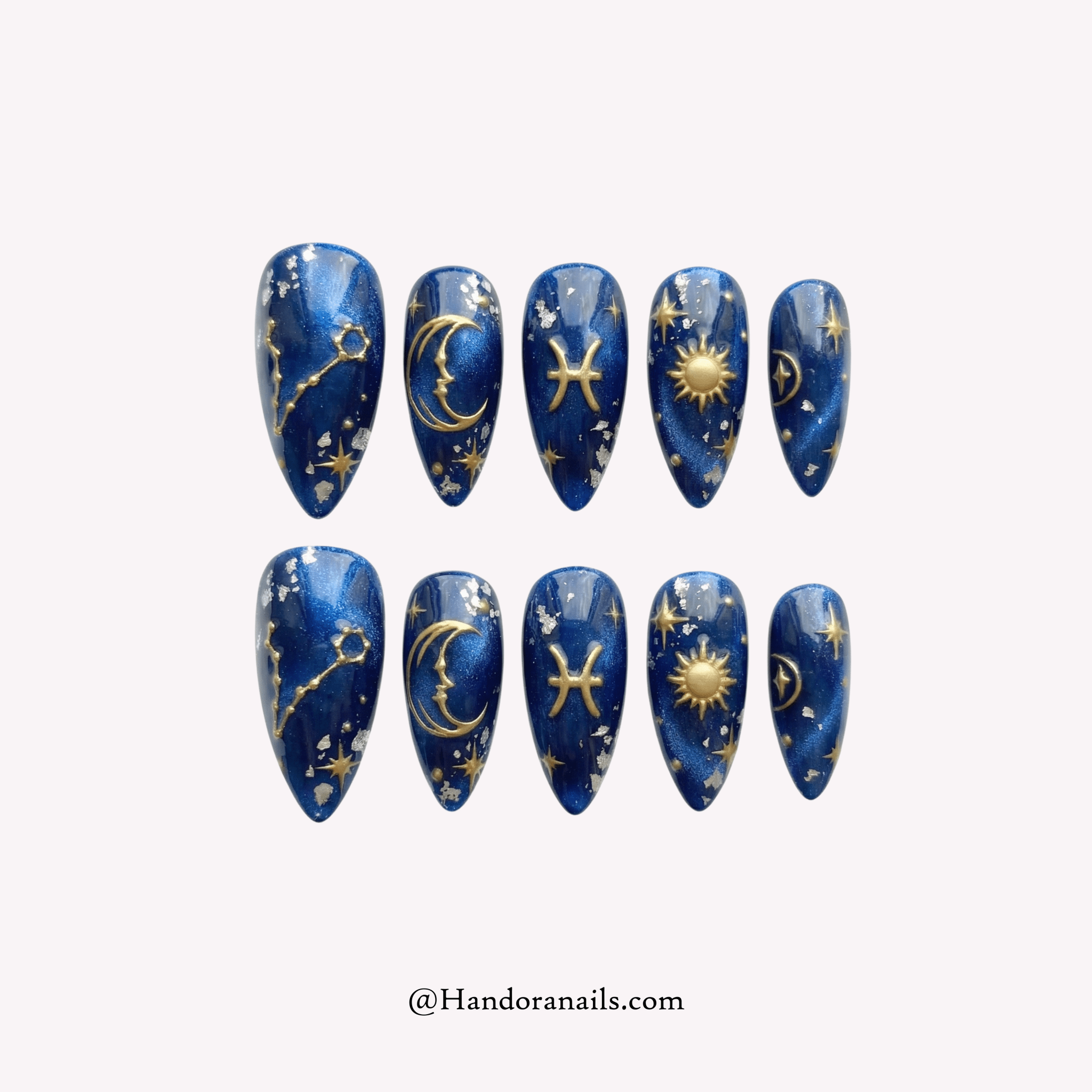 Pisces Galaxy 3d press-on nails by Handora