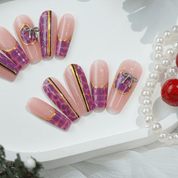 Plaid Magic press-on nails – hand-painted reusable gel set by Handora