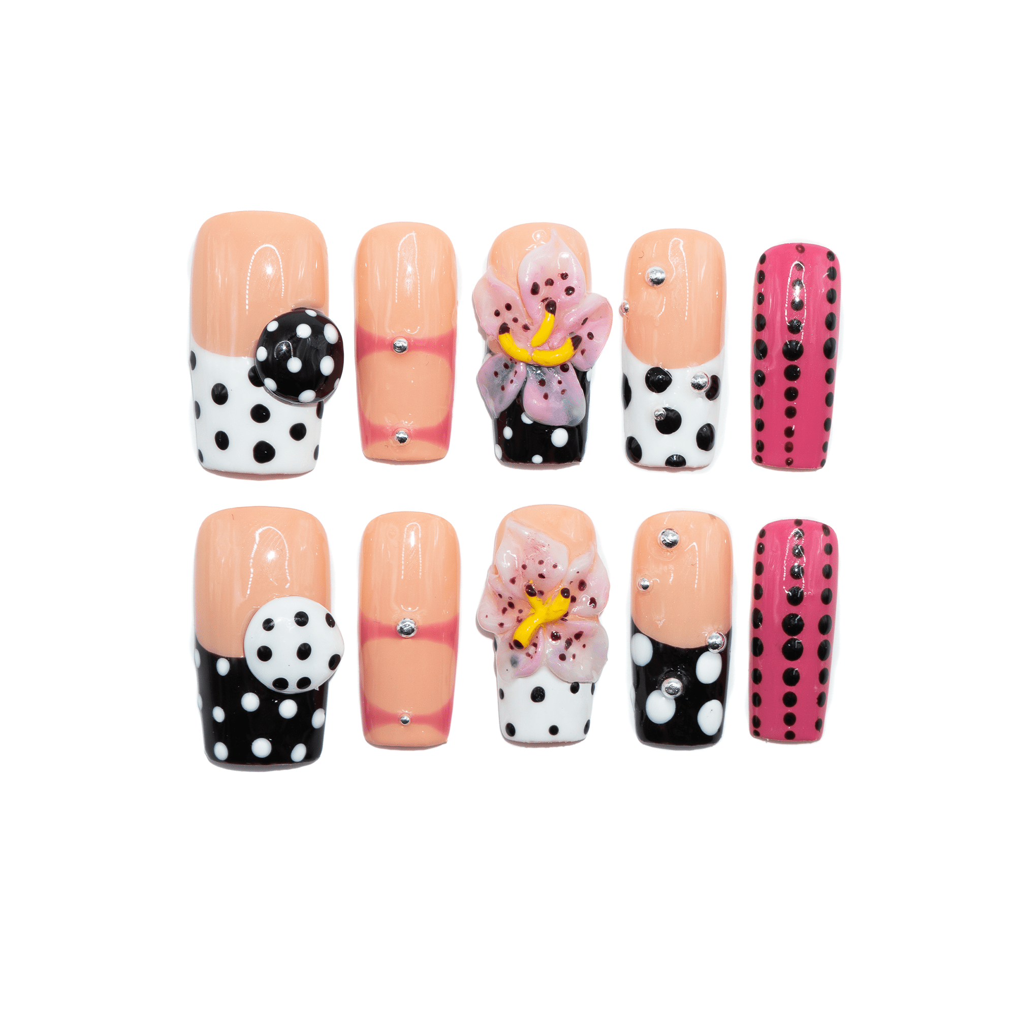 Polka Bloom Chic polka dot press-on nails by Handora