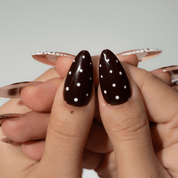 Polka Bloom press-on nails – design close-up by Handora