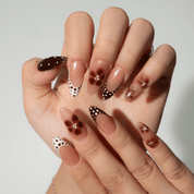 Polka Bloom floral nail design – handmade press-on nails by Handora