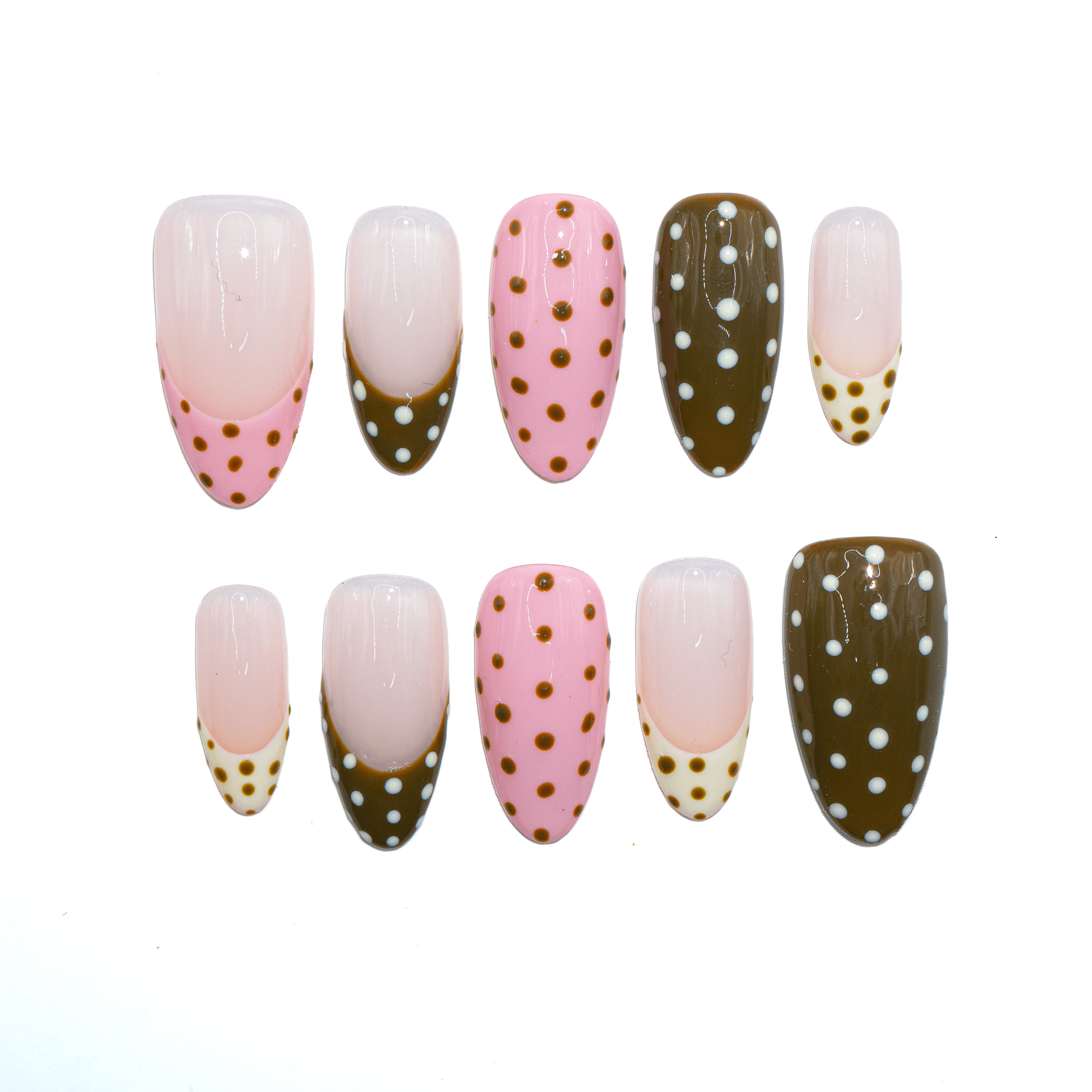 Polka Pop almond polka dot press-on nails by Handora