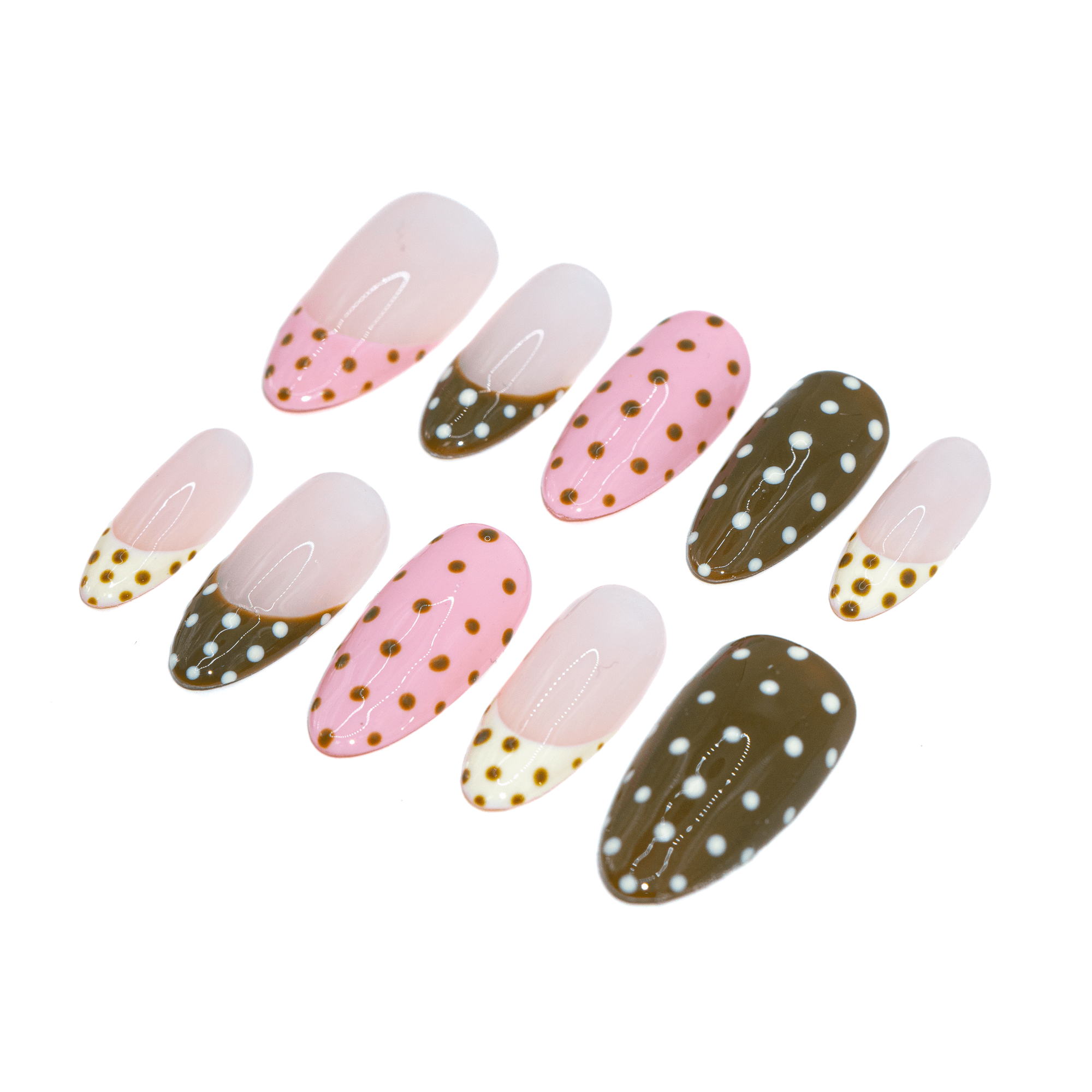 Polka Pop polka dot nail design – handmade press-on nails by Handora