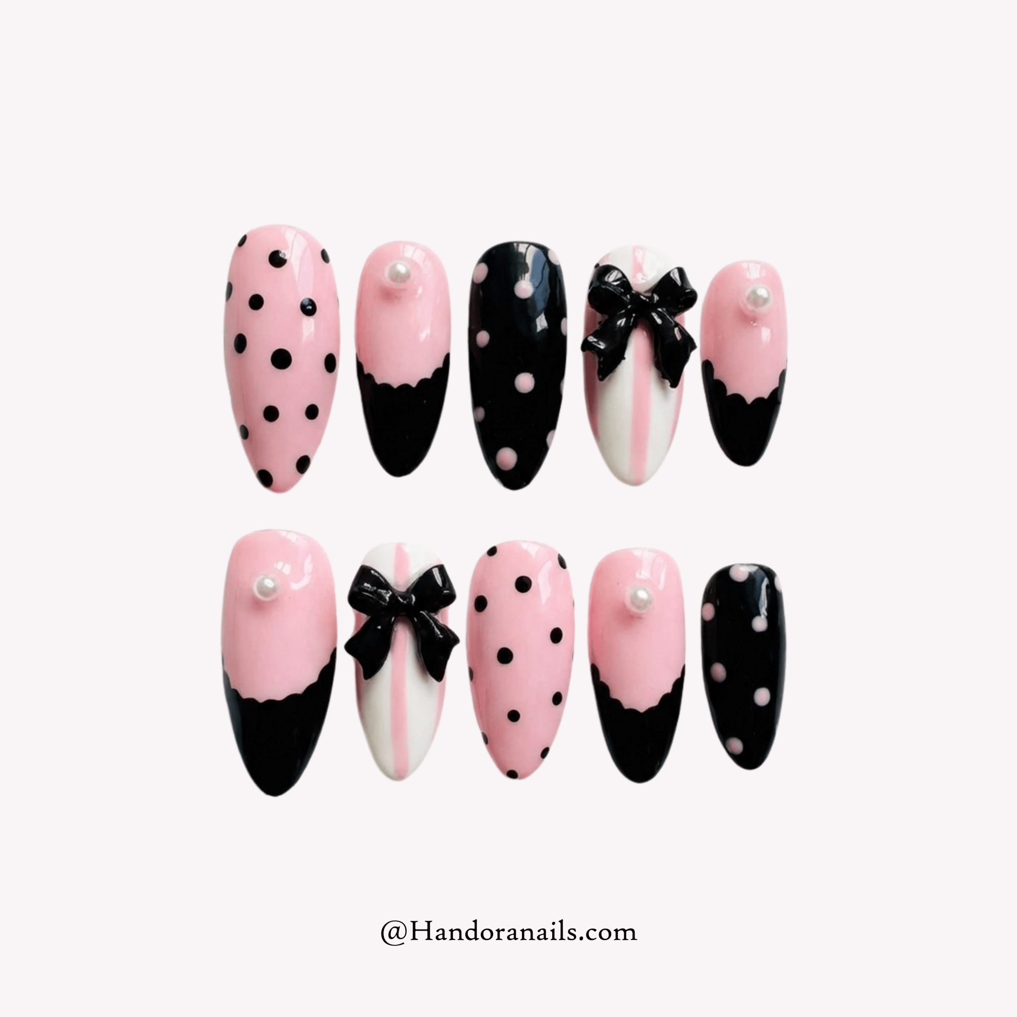 Polka Ribbon polka dot press-on nails by Handora