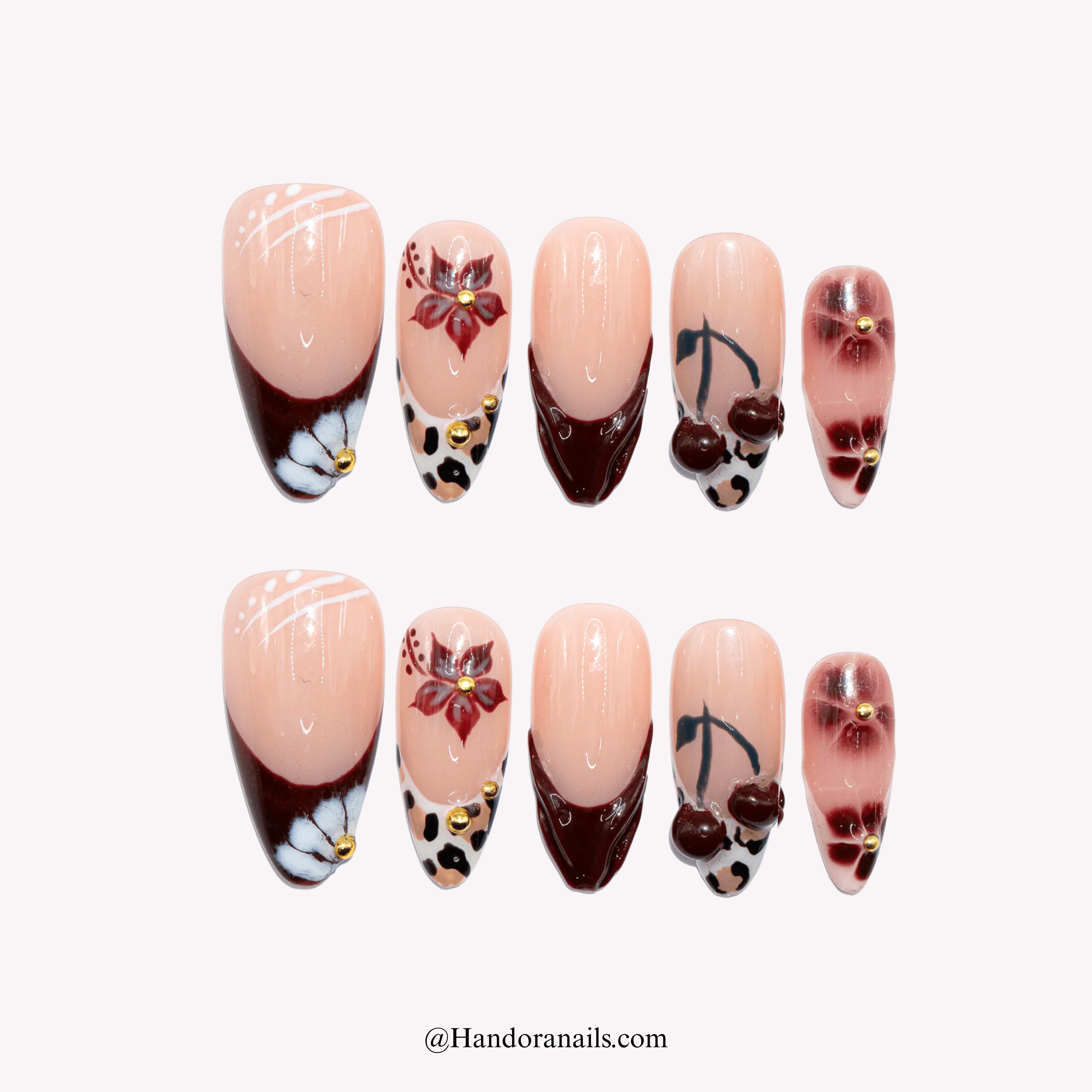 Autumn Cherry red autumn press-on nails by Handora