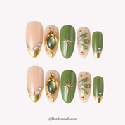 Emerald Empire green 3d press-on nails by Handora
