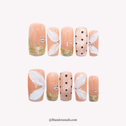 Gilded Petals square floral press-on nails by Handora