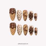 Choco Swirl kawaii press-on nails by Handora