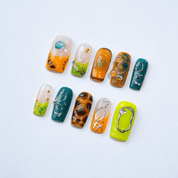 Primal Acid nail design – handmade press-on nails by Handora