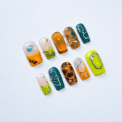 Primal Acid press-on nails – design close-up by Handora