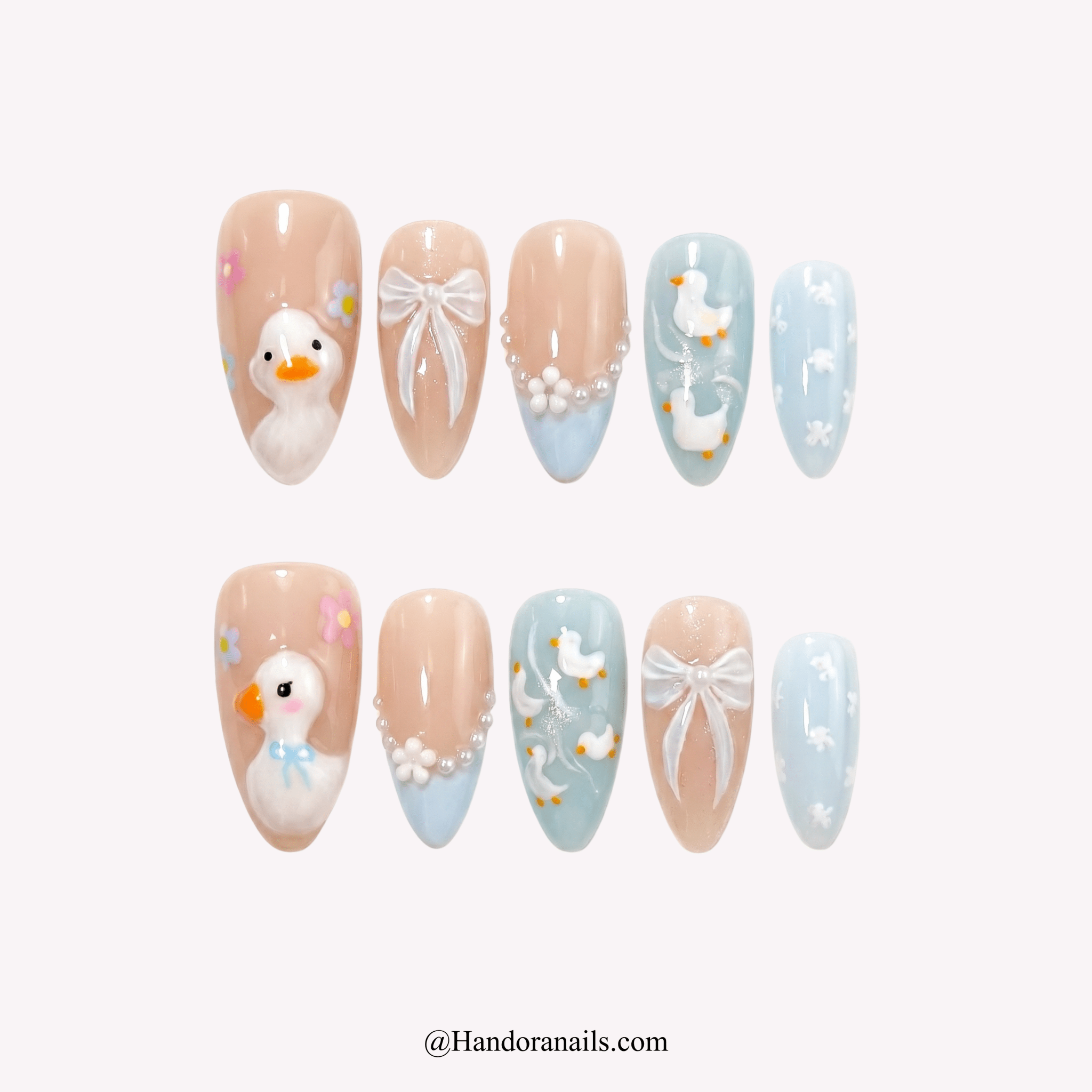 Puddle Duck kawaii press-on nails by Handora