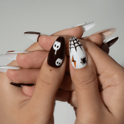 Pumpkin Party press-on nails – design close-up by Handora