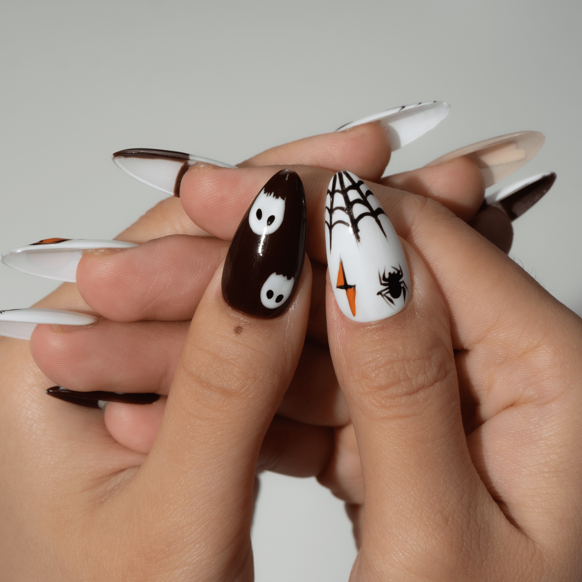 Pumpkin Party press-on nails – design close-up by Handora