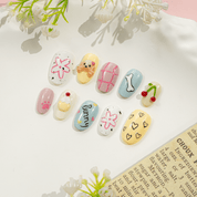 Puppy Bunny press-on nails – design close-up by Handora