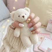 Puppy Bunny press-on nails – hand-painted reusable gel set by Handora