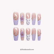 Purple Bloom purple floral press-on nails by Handora