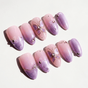 Purple Butterfly full press-on nail set – sizes XS–L by Handora