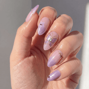 Purple Butterfly press-on nails – hand-painted reusable gel set by Handora