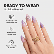 Purple Butterfly press-on nails – design close-up by Handora