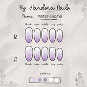 Purple Galaxy press-on nails – design close-up by Handora