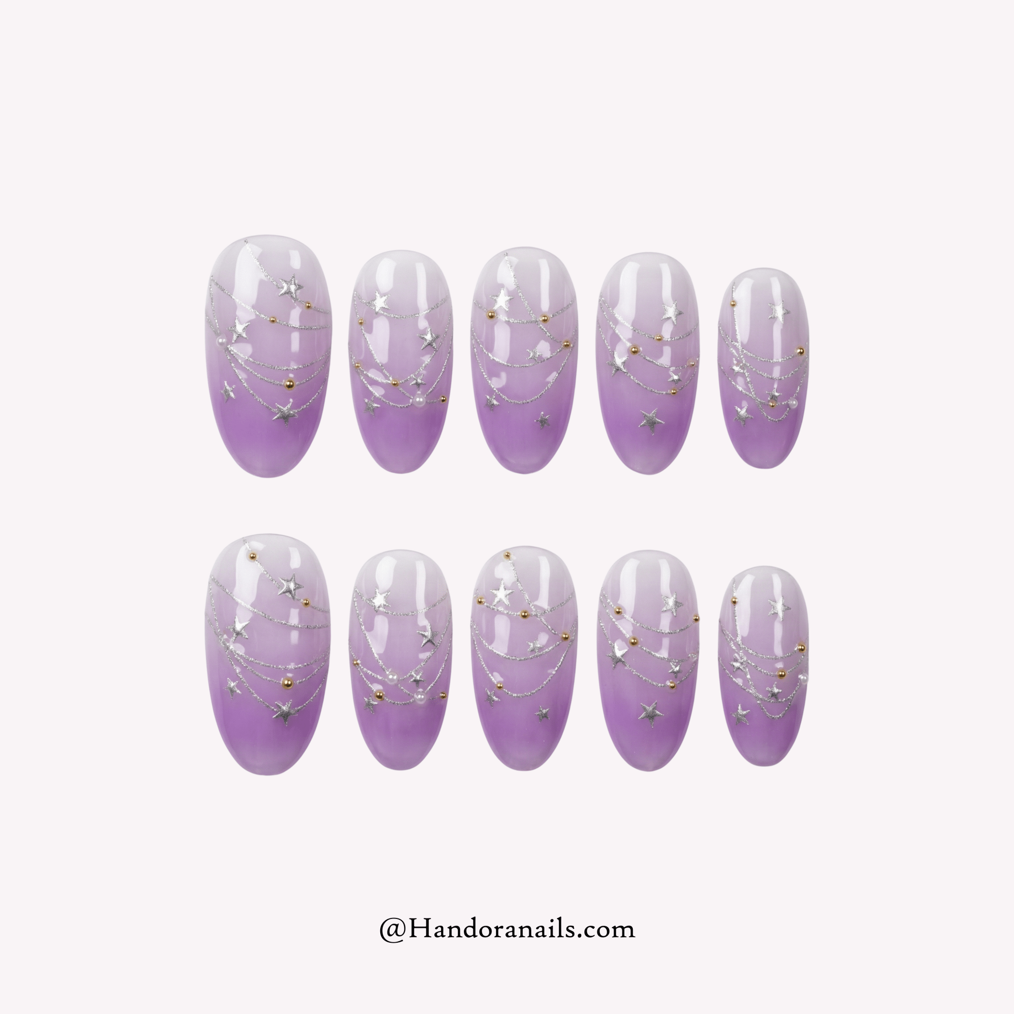 Purple Galaxy purple ombre press-on nails by Handora