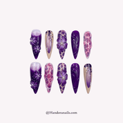 Purple Petals purple floral press-on nails by Handora