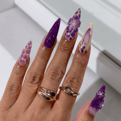 Purple Petals press-on nails – design close-up by Handora