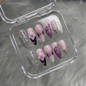 Purple Zebra press-on nails – design close-up by Handora