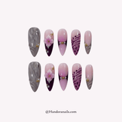 Purple Zebra purple floral press-on nails by Handora