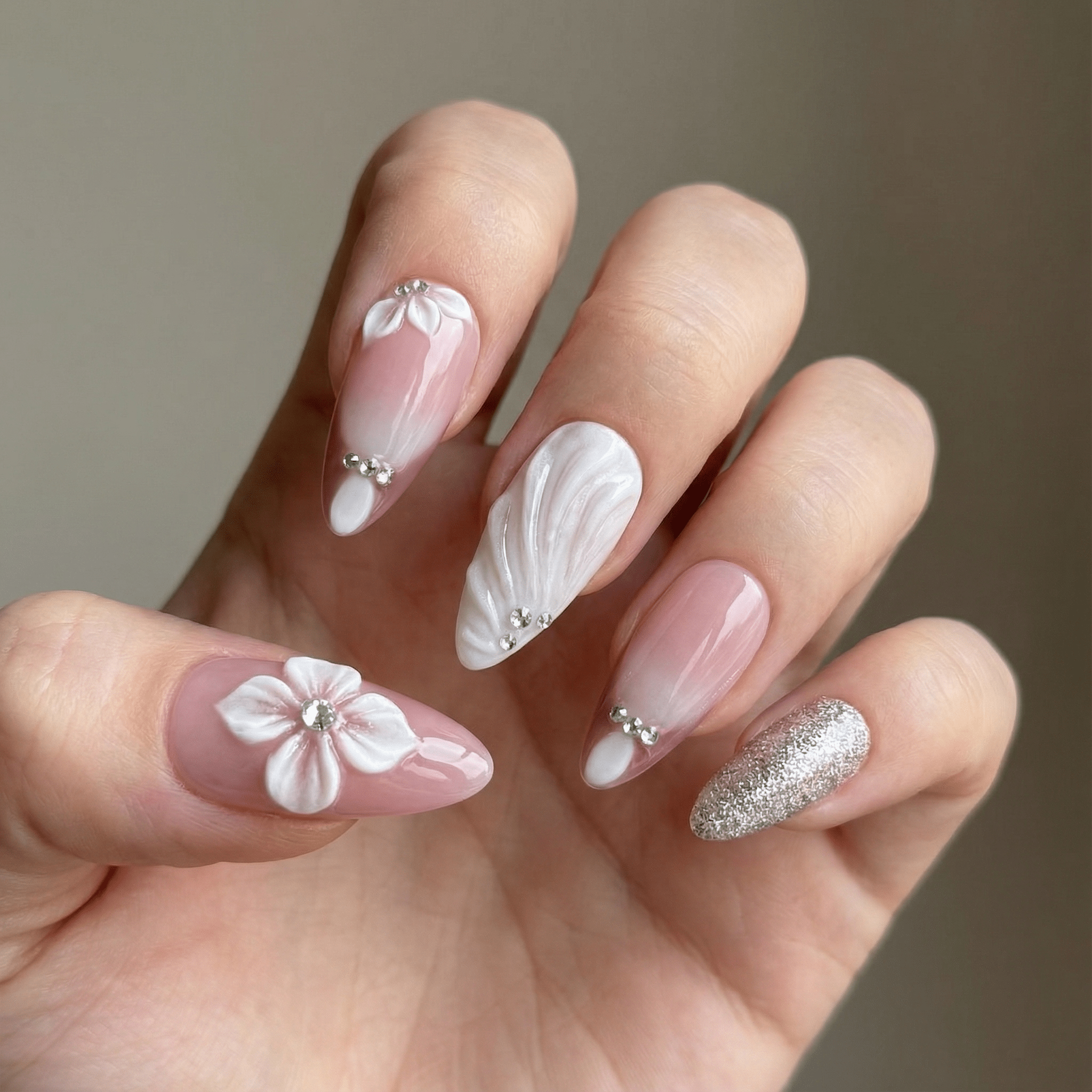 Radiant Rose press-on nails – hand-painted reusable gel set by Handora