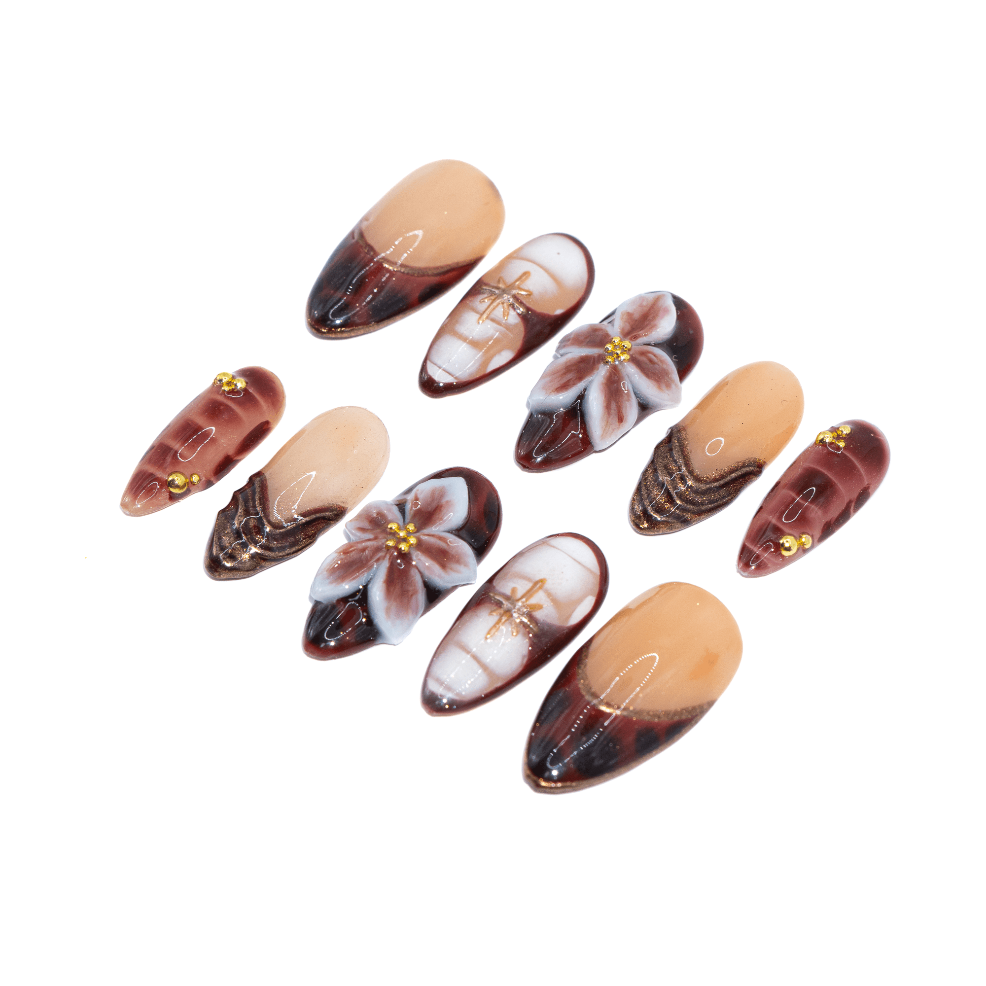 Red Bloom full press-on nail set – sizes XS–L by Handora