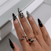 Reputation almond press-on nails – design close-up by Handora