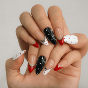 Retro Romance press-on nails – design close-up by Handora