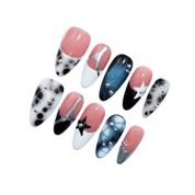 Retro Space Pop press-on nails – design close-up by Handora