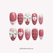 Rose Ganache pink 3d press-on nails by Handora
