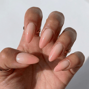 Rose Quartz floral nail design – handmade press-on nails by Handora