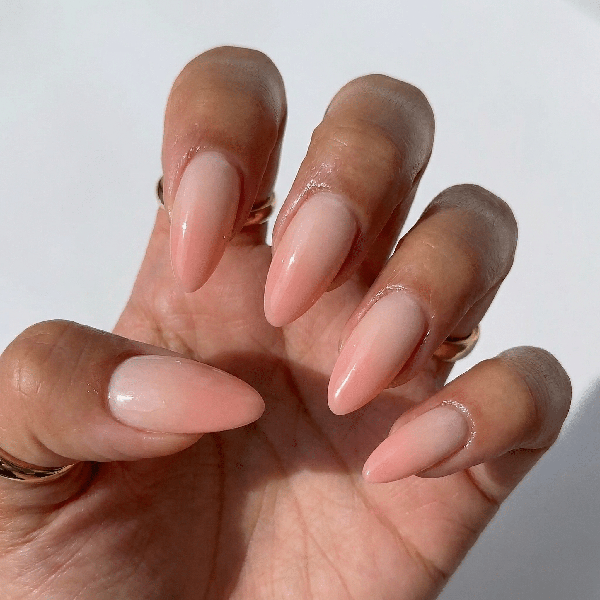 Rose Quartz floral nail design – handmade press-on nails by Handora