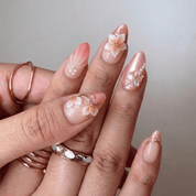 Rose Serenity press-on nails – design close-up by Handora