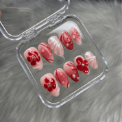 Rosy Grace press-on nails – design close-up by Handora