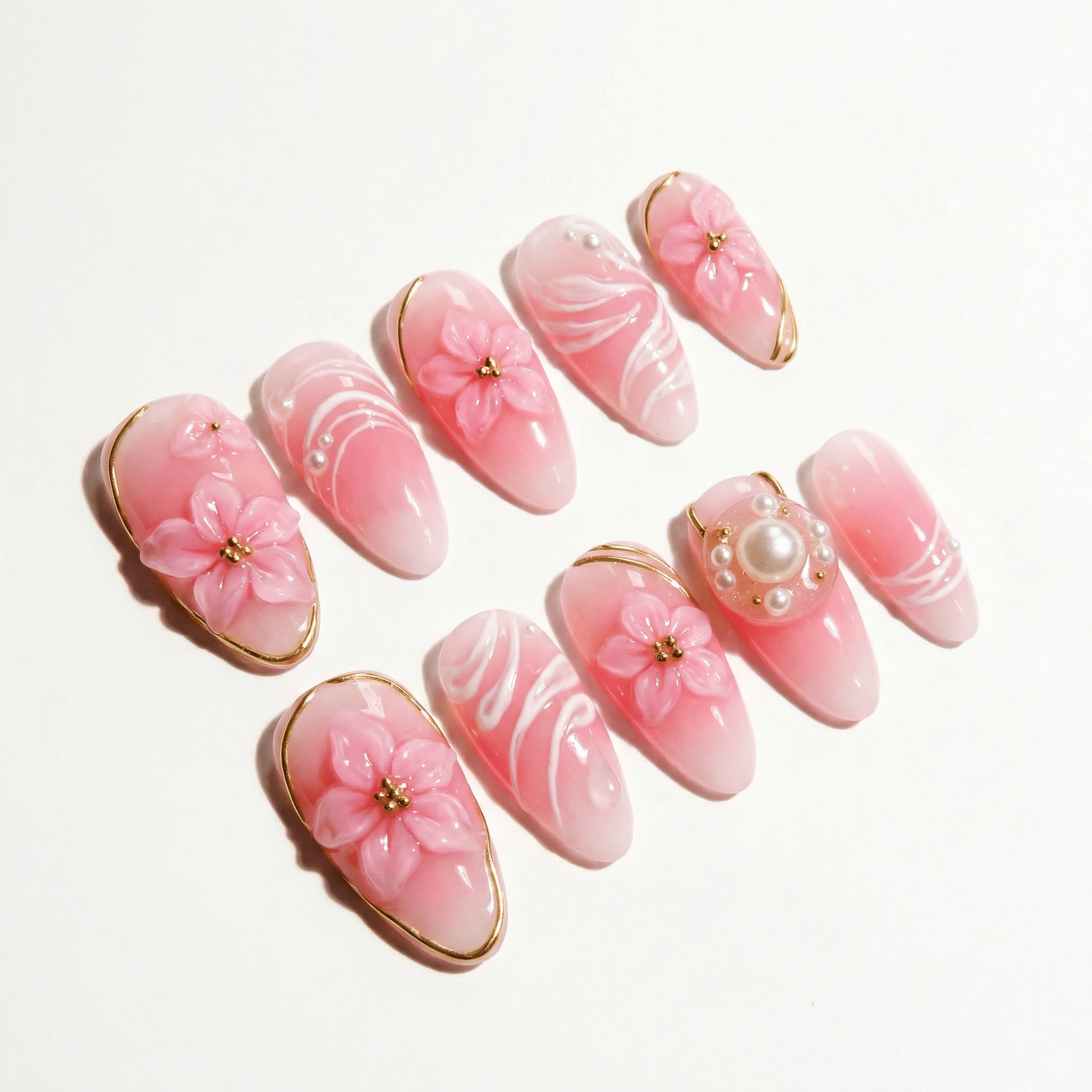 Royal Bloom full press-on nail set – sizes XS–L by Handora