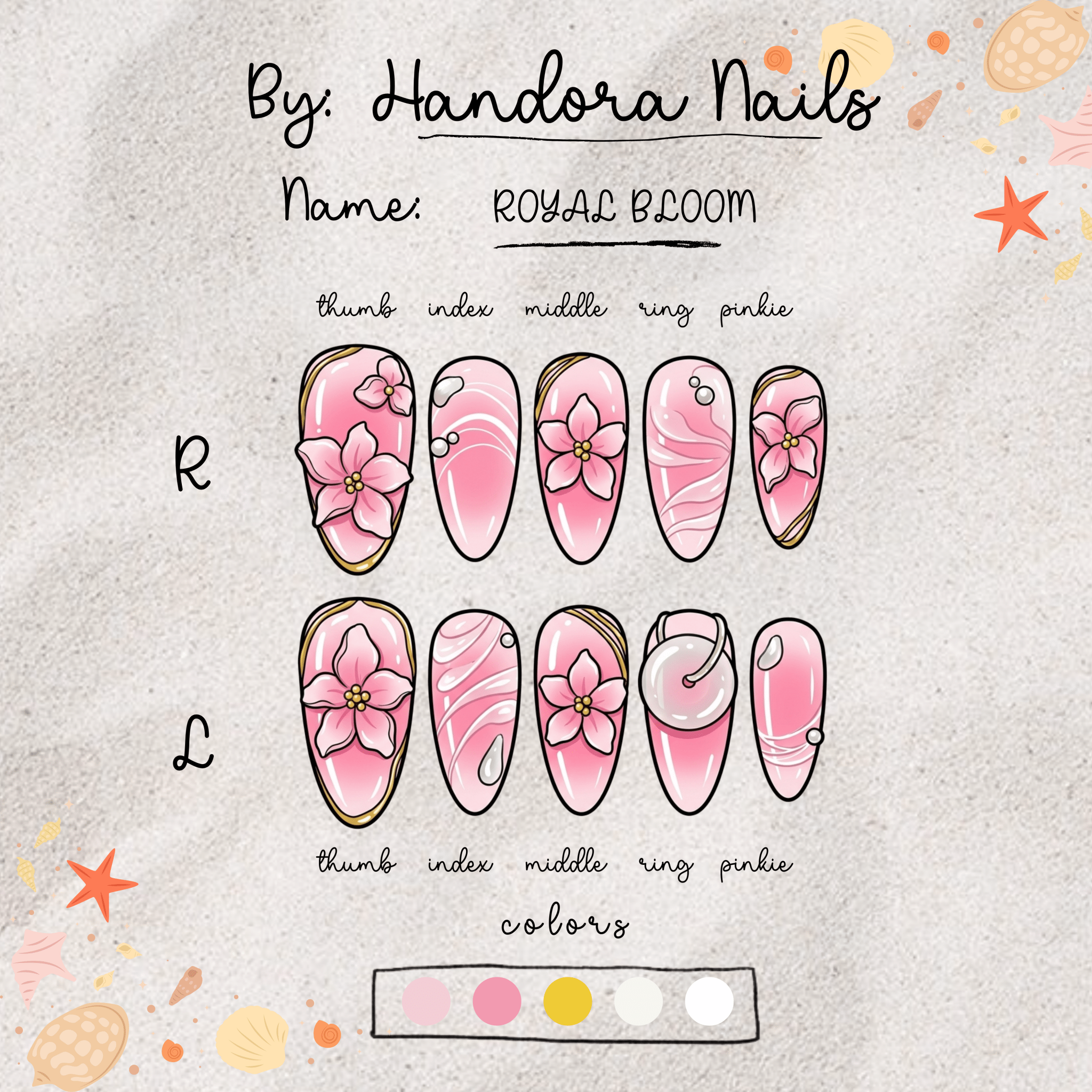 Royal Bloom press-on nails by Handora