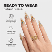 Royal Mosaic press-on nails – hand-painted reusable gel set by Handora