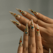 Royal Mosaic crystal nail design – handmade press-on nails by Handora