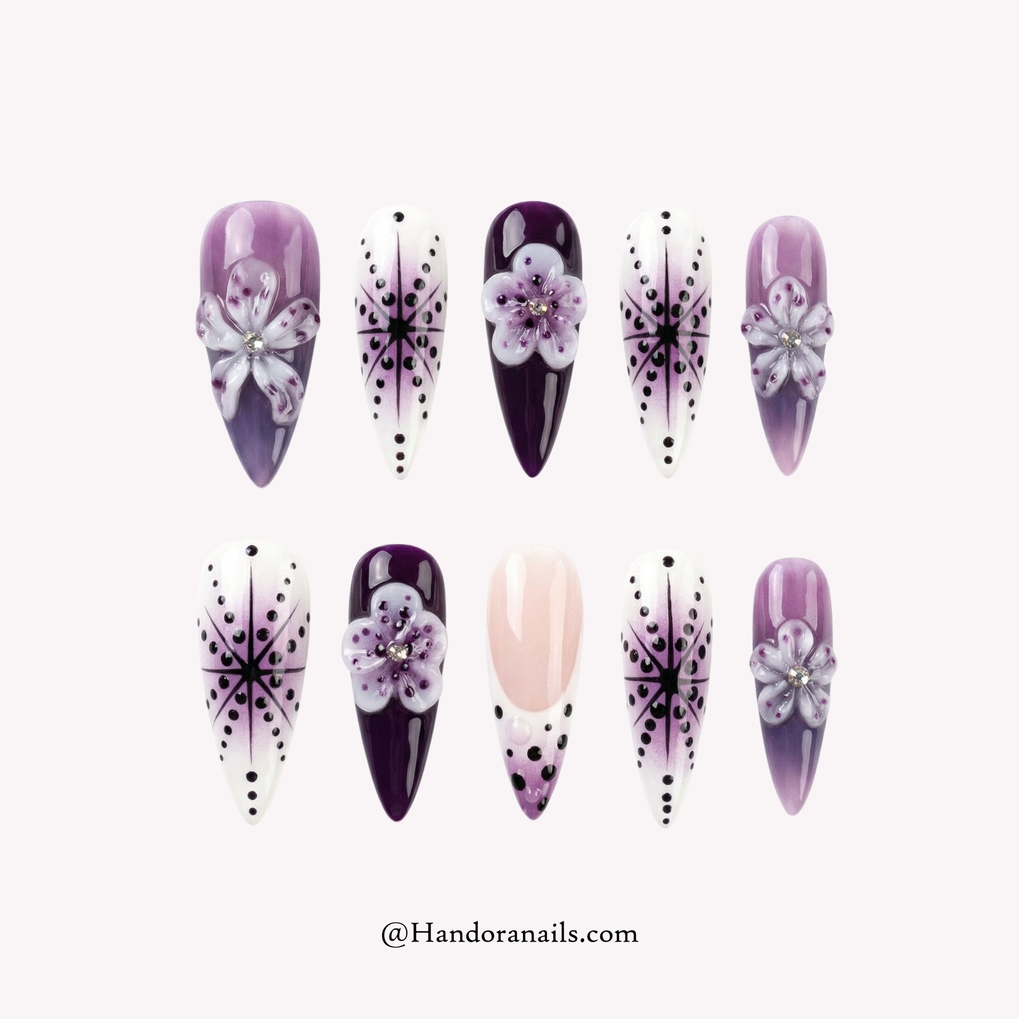 Royal Petal press-on nails by Handora