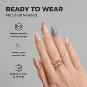 Royal Rosette press-on nails – design close-up by Handora