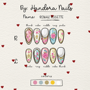 Royal Rosette floral nail design – handmade press-on nails by Handora