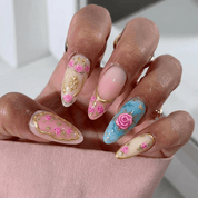 Royal Rosette press-on nails – hand-painted reusable gel set by Handora