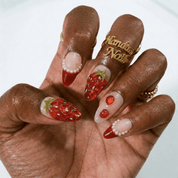 Ruby Berry french tip nail design – handmade press-on nails by Handora
